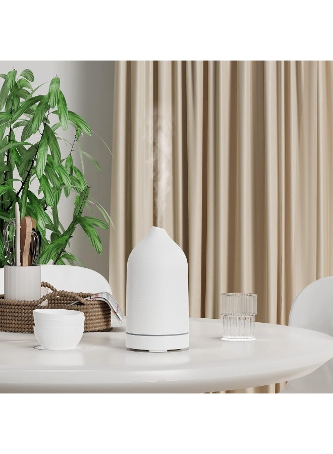 Monademo Stone Diffuser, Ceramic Essential Oil Diffuser, Humidifier 160ml Ultrasonic Oil Diffuser for Aromatherapy (White) - Image 4